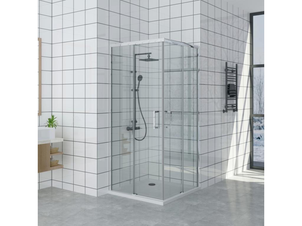 Cabine de douche 65x125 cm ouverture d'angle avec entrée facilitée hauteur 200 cm en verre tremp¨¦ LIIS46383