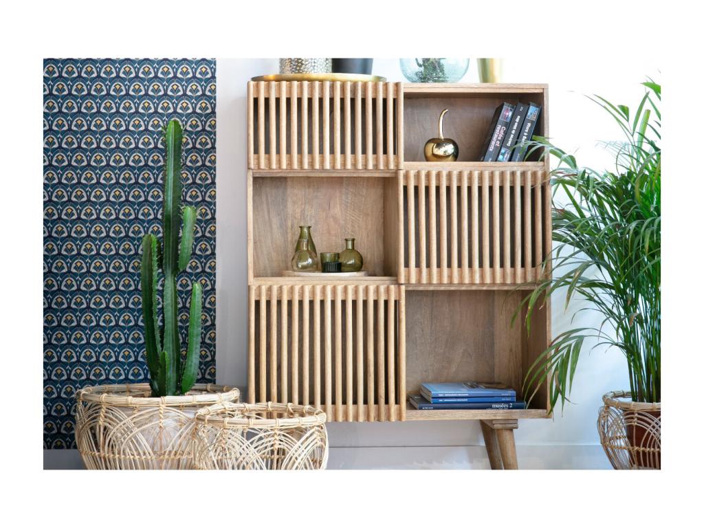 Buffet haut en bois manguier massif 3 portes coulissantes L85 cm Chezlova CASX86871