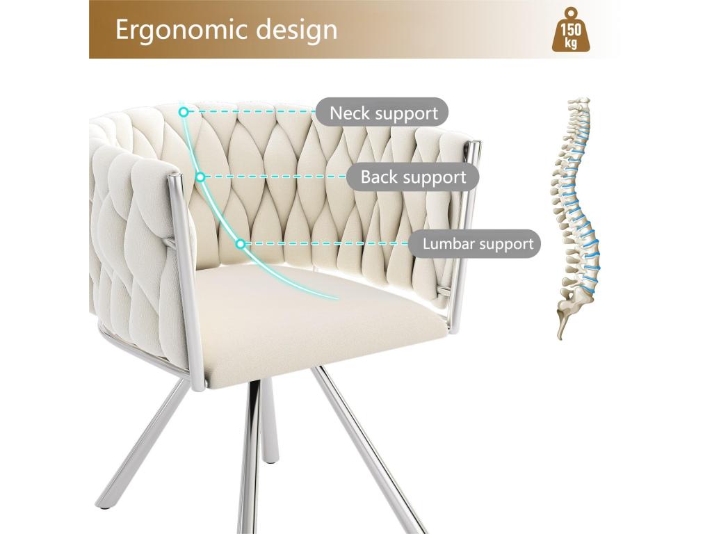 Lot de 4 chaises pivotantes en velours avec accoudoirs - pieds en métal argent¨¦ - Beige HYLI24435