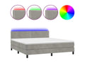 Lit ¨¤ sommier tapissier matelas et LED Gris clair 180x200 Velours NOLN66551