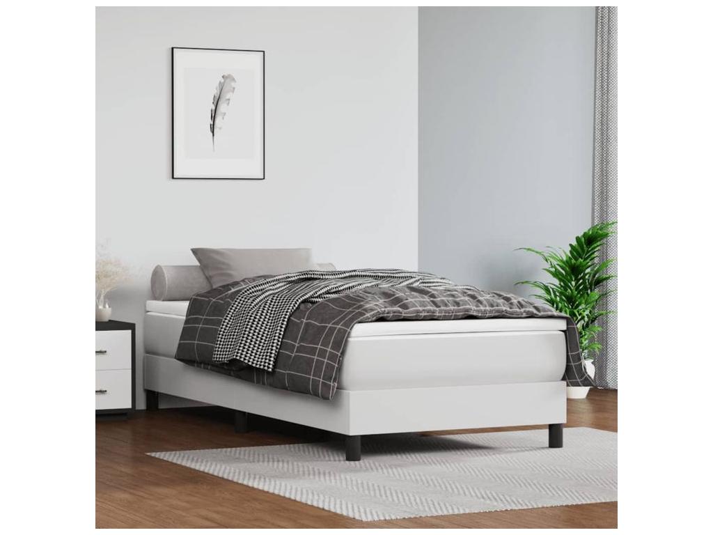 Sommier ¨¤ Chezlova de lit avec matelas Blanc 80x200 Similicuir CRHE07781