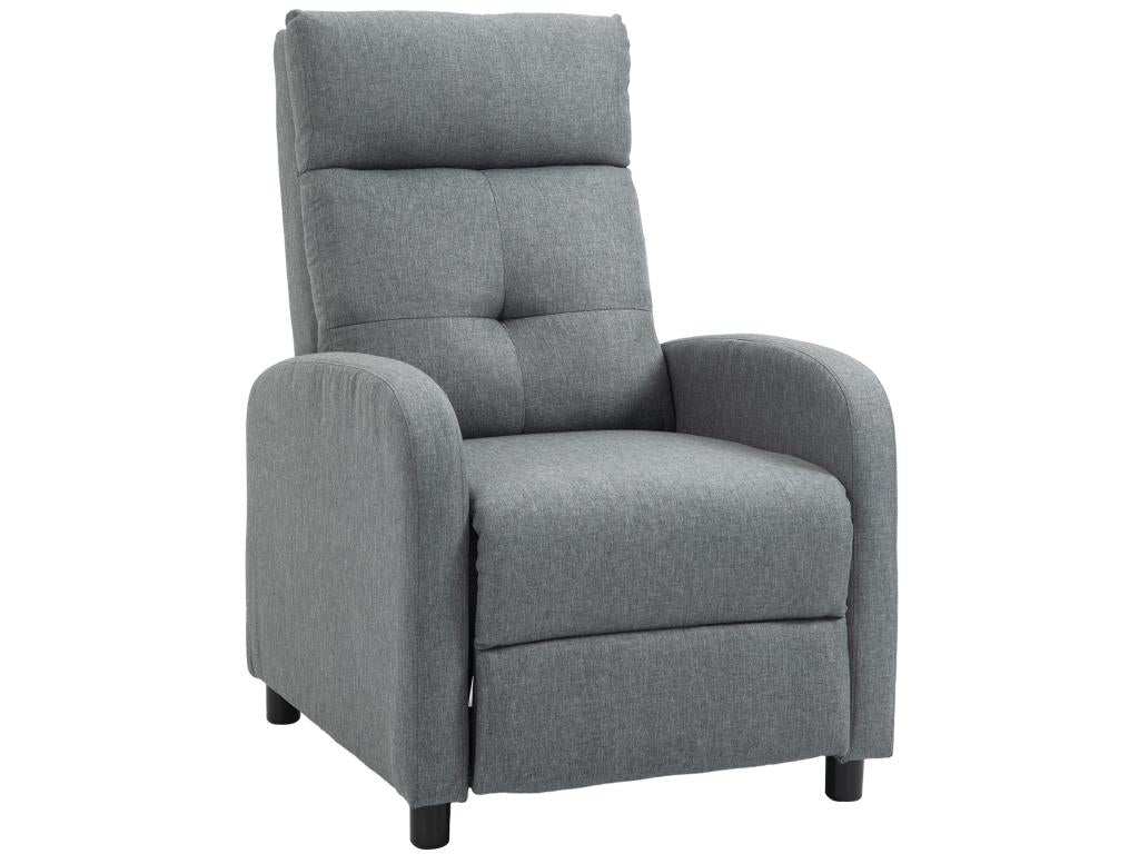 Fauteuil de relaxation grand confort dossier inclinable repose-pied réglable tissu gris HBLL26499