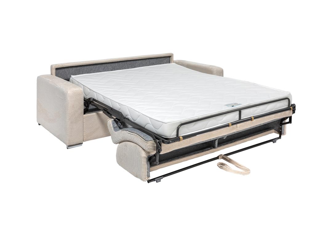 Canap¨¦ 4 places convertible express en velours c?tel¨¦ bleu - Couchage 160 cm - Matelas 14 cm - Artigeo PDVV22654