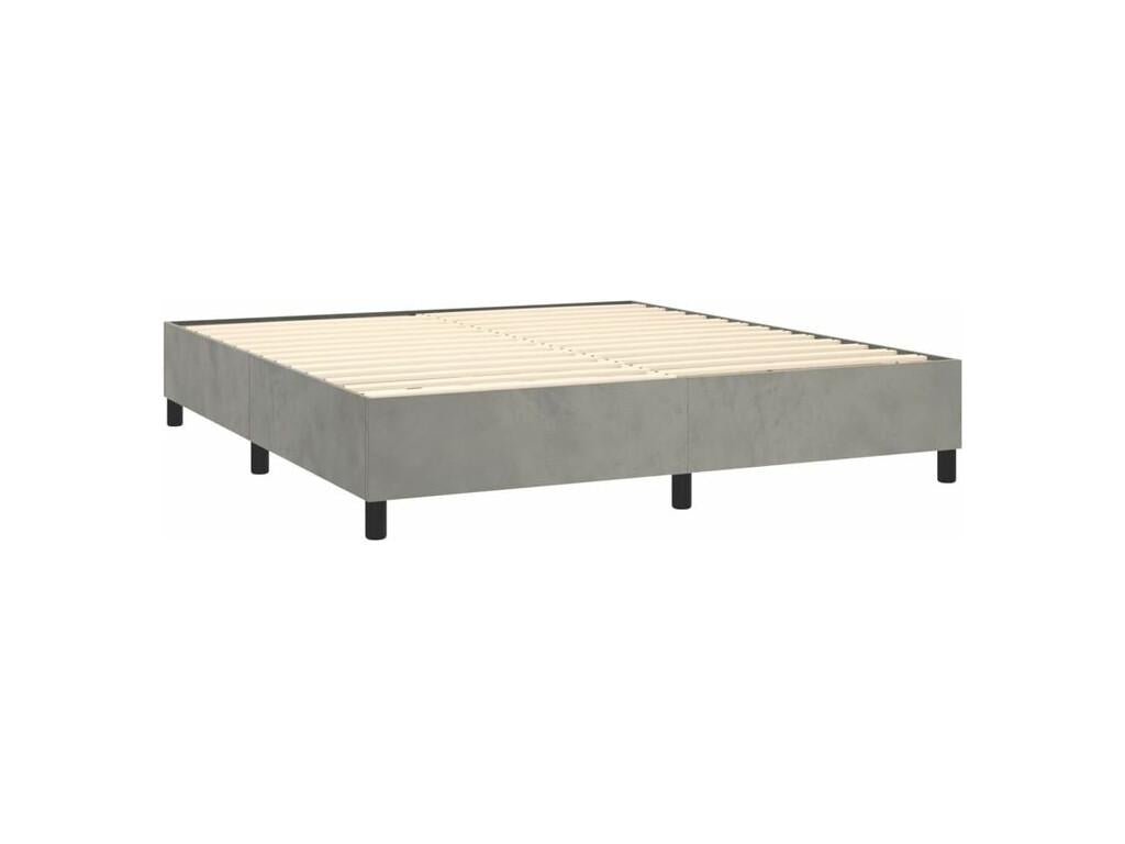 Sommier ¨¤ Chezlova de lit et matelas Gris clair 160x200 Velours QTPB19300
