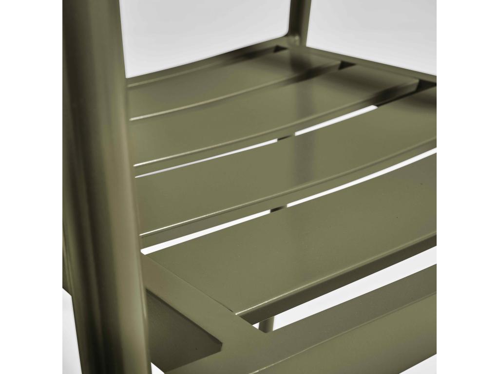 Fauteuil de jardin en aluminium et bois vert kaki EQNL67087