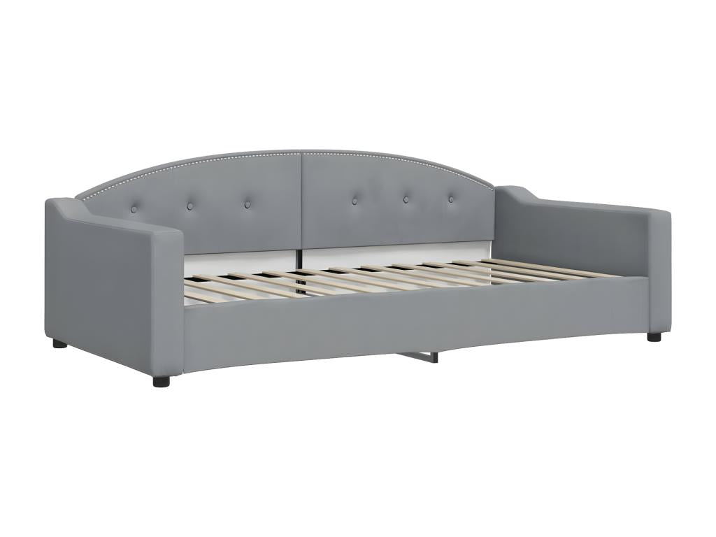 Lit de jour avec matelas gris clair 100x200 cm tissu QROU98675