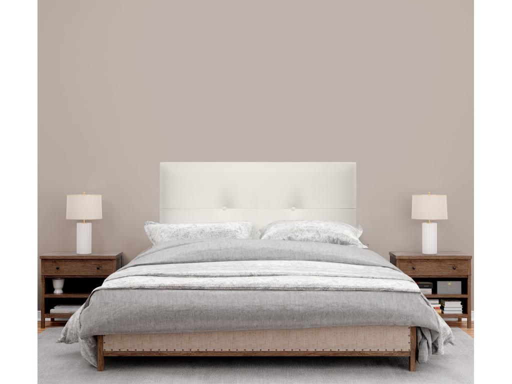 Chezlova Tête de lit similicuir avec Boutons 110x105cm avec pieds Lits 105 - Blanc Osseux MEZR50363