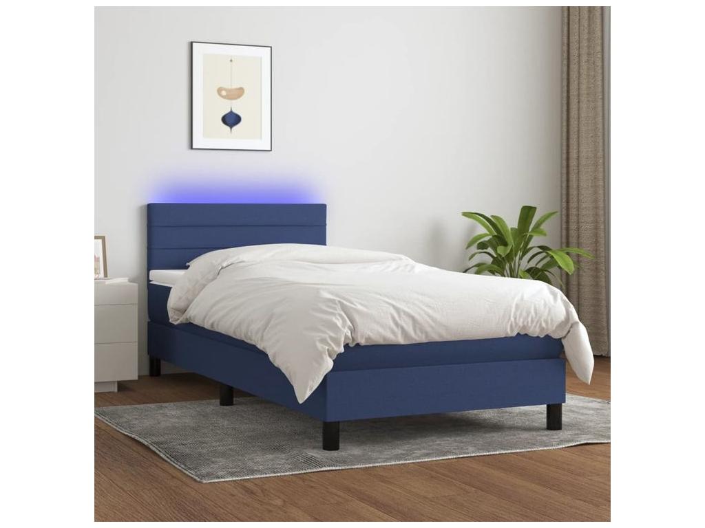 Sommier ¨¤ Chezlova de lit avec matelas et LED Bleu 80x200 Tissu VOLA60268