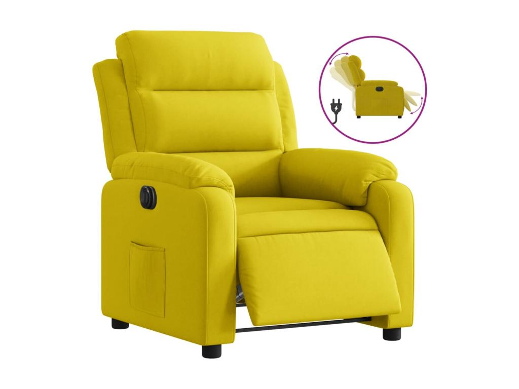 Fauteuil inclinable électrique jaune velours BSRU32826