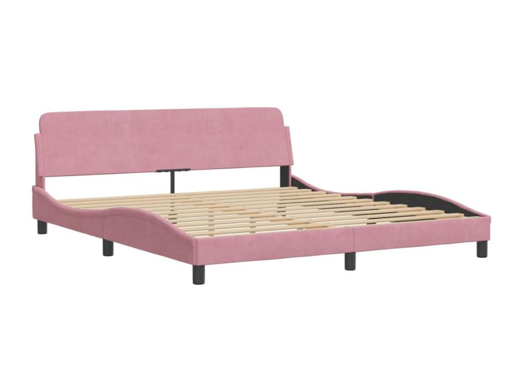 Lit avec matelas rose 180x200 cm velours PXCX06862