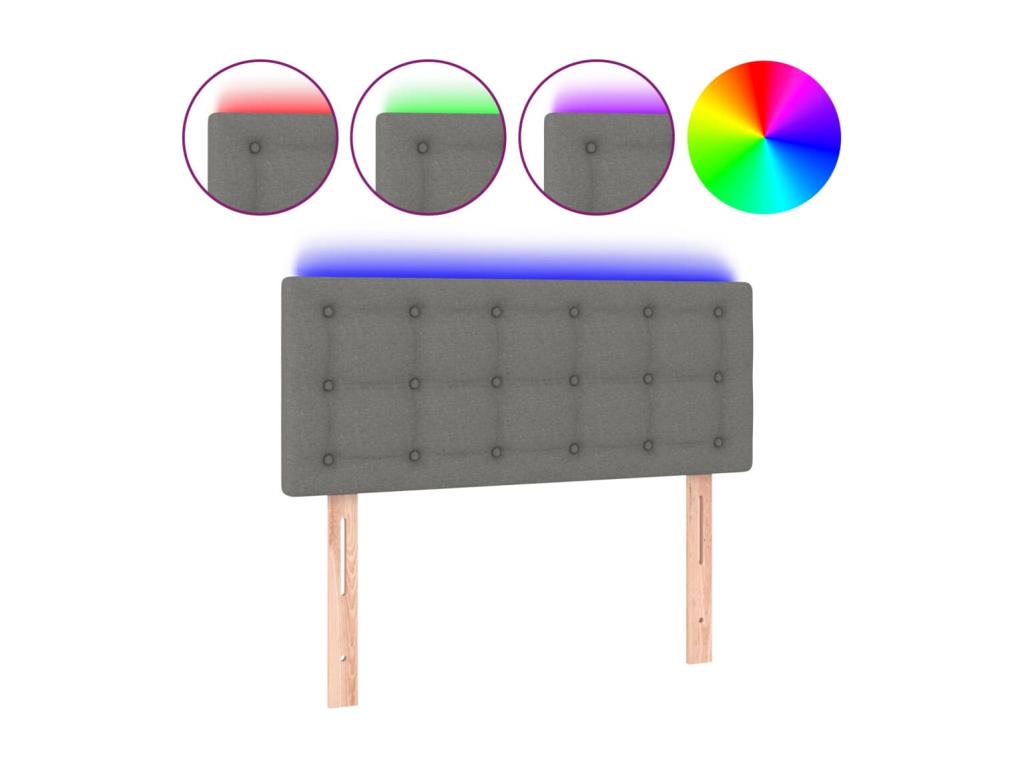 Tête de lit ¨¤ LED Gris fonc¨¦ 100x5x78/88 cm Tissu HNLG96823