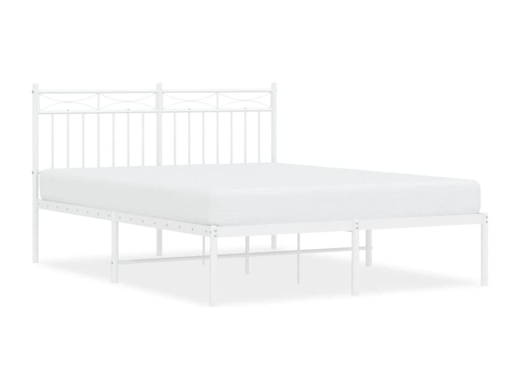 Cadre de lit métal sans matelas et tête de lit blanc 140x190 cm THAQ87038