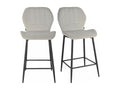 Lot 2 chaises de bar velours gris clair et pieds en métal - Chezlova 2 TQTW10036