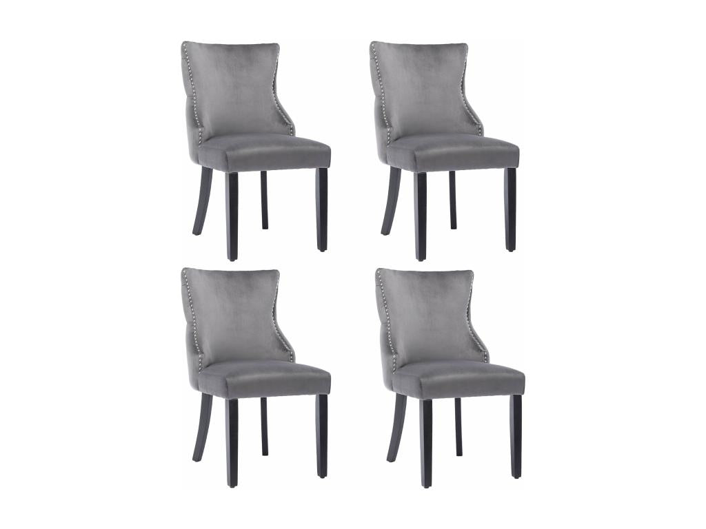Ensemble de chaises de salle ¨¤ manger en velours gris 4 pièces d50cm¡Áh91cm QTXK59505