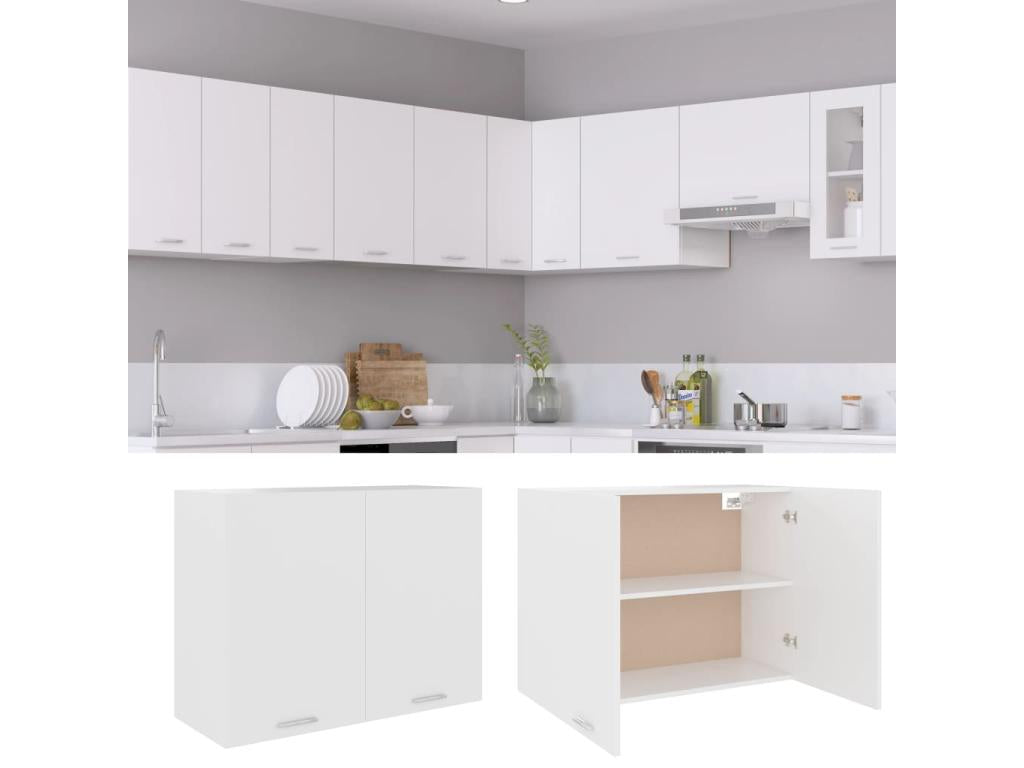 Armoire Blanc 80x31x60 cm Bois d'ing¨¦nierie suspendue HGLM73706