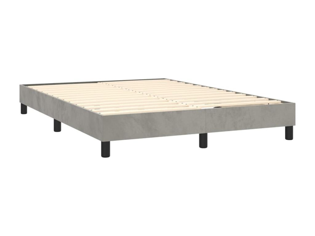 Sommier ¨¤ Chezlova de lit et matelas Gris clair 140x190 Velours KNLB01642