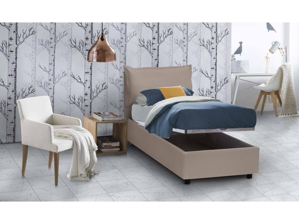 Lit simple Chezlova Lit coffre avec rev¨ºtement en ¨¦co-cuir Made in Italy Ouverture frontale avec matelas 90x190 cm inclus Chezlova VHGJ26696