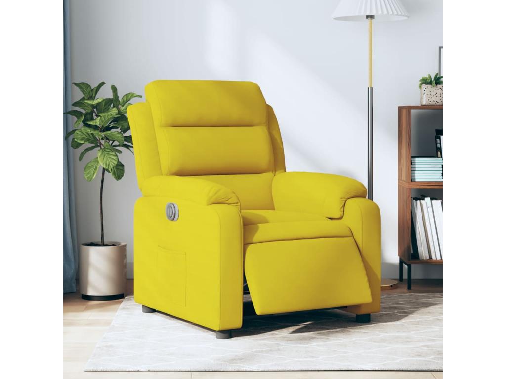 Fauteuil inclinable électrique jaune velours BSRU32826