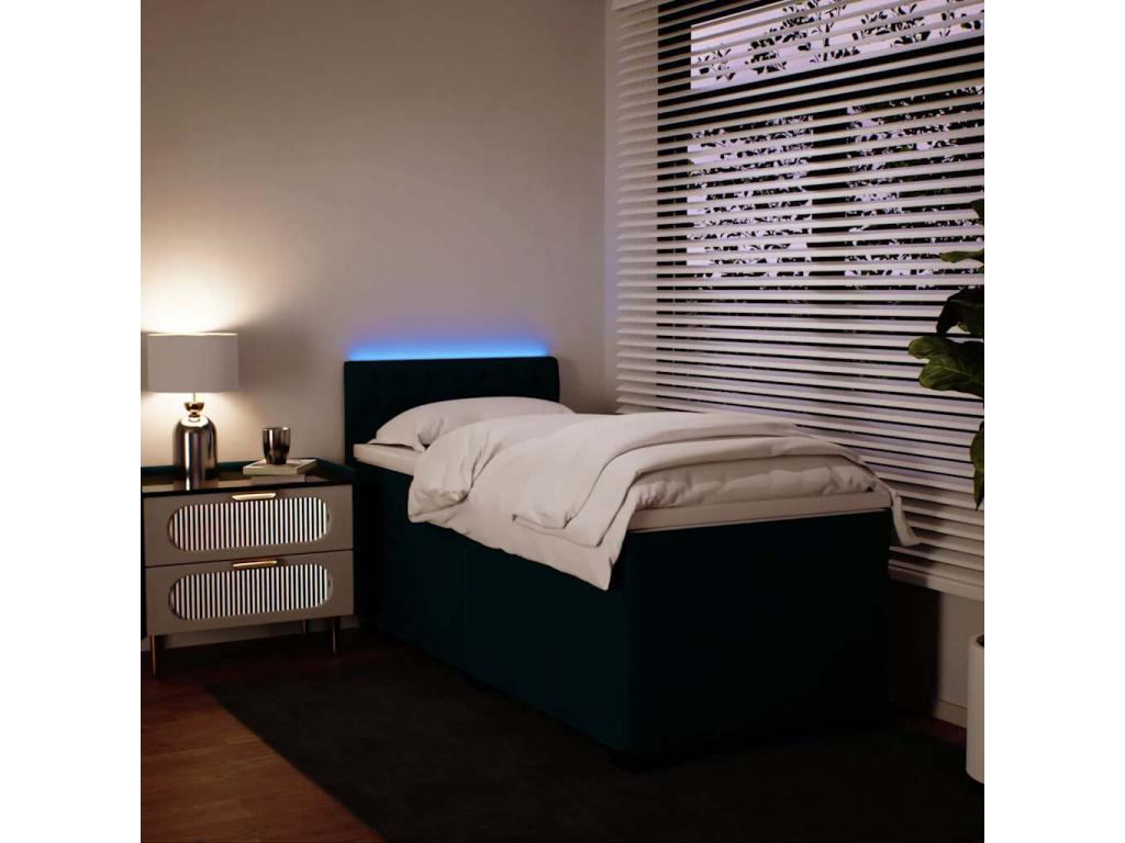 Sommier ¨¤ Artigeo de lit avec matelas bleu 80x200 cm velours SFXK51945
