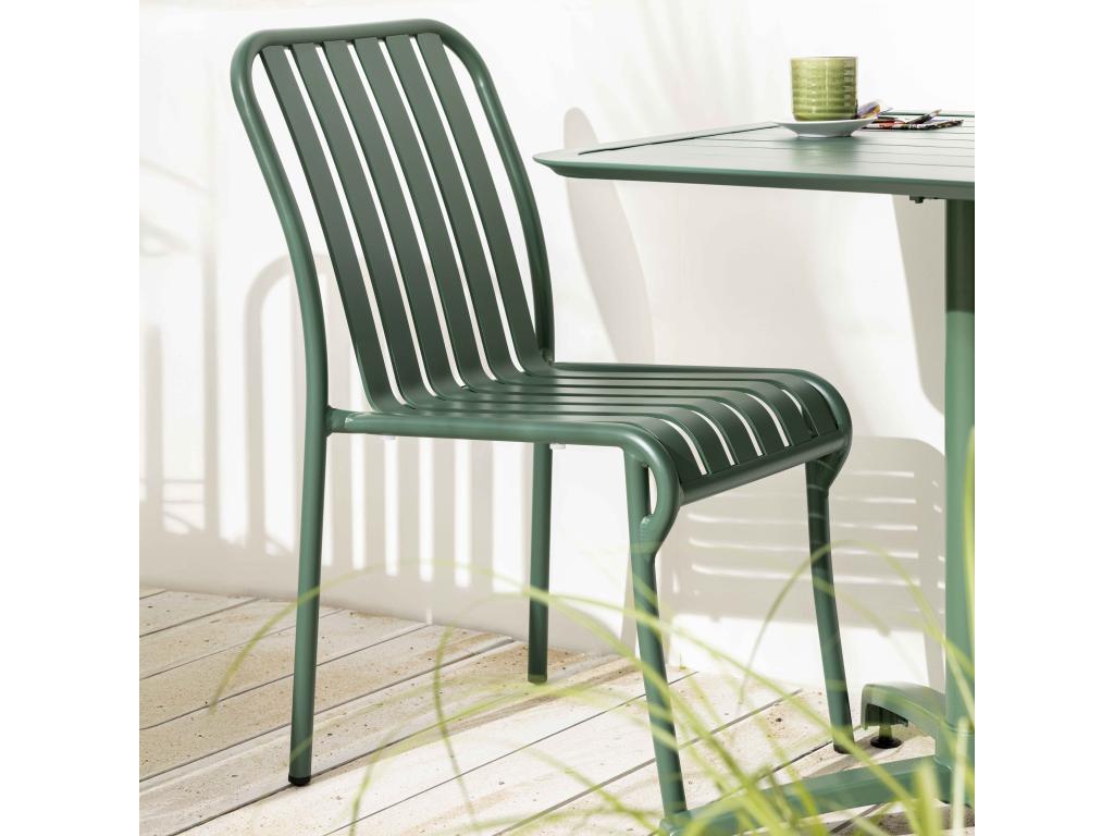 Chaise design de terrasse en aluminium vert fonc¨¦ LIXS44867