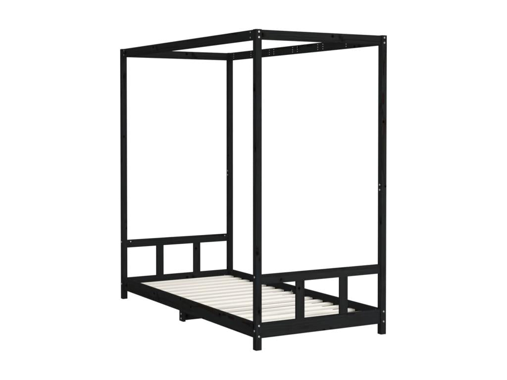 Cadre de lit pour enfants noir 90x200 cm bois de pin massif VUYQ69699