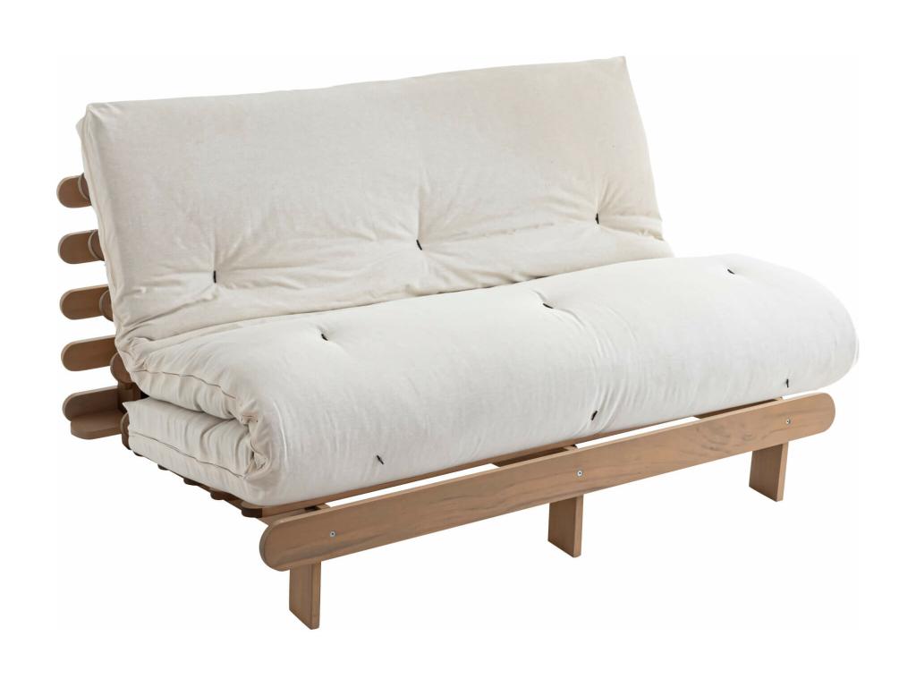 Ensemble matelas Chezlova en coton et structure en bois massif Chezlova 160x200 Écru PLKN34257