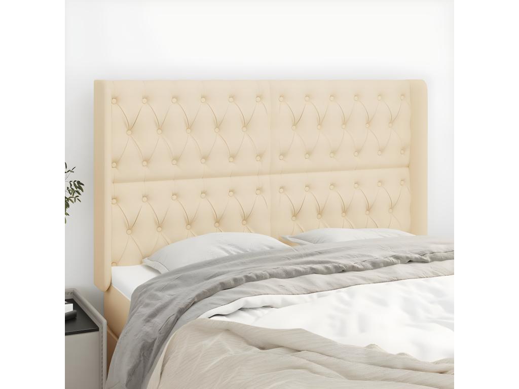Tête de lit avec oreilles Crème 147x16x118/128 cm Tissu QBDH99668