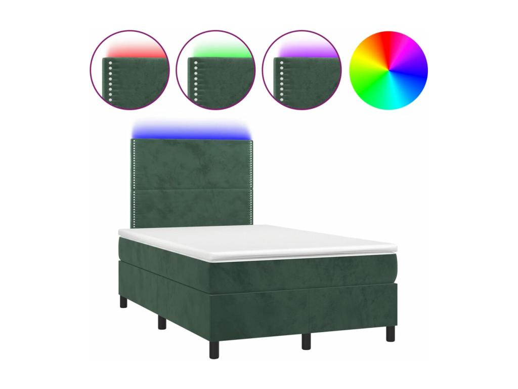 Sommier ¨¤ Décohaute de lit avec matelas LED vert fonc¨¦ 120x190 cm TTBG90347