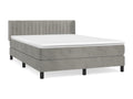 Sommier ¨¤ Chezlova de lit et matelas Gris clair 140x190 Velours KNLB01642