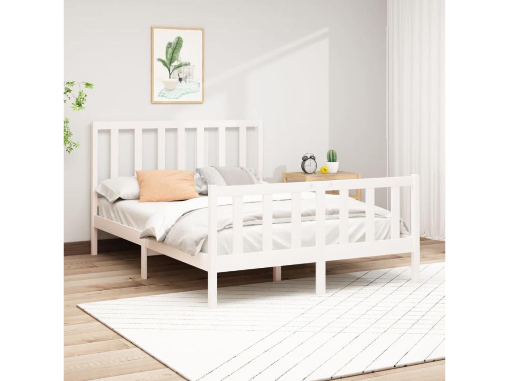 Lit Blanc Bois de pin massif 140x200 8 XEMH44482