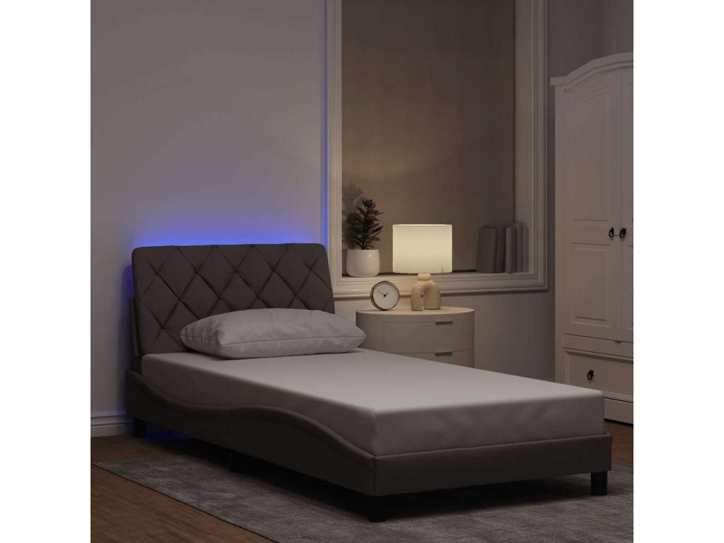 Cadre de lit avec LED sans matelas Chezlova 100x200 cm tissu HLIN98538