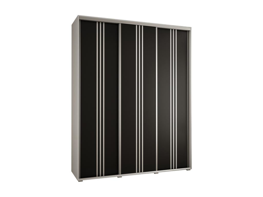 ARMOIRE Chezlova 6 ¨¤ PORTES COULISSANTES 235.2/190/45 3 portes Blanc/Noir/Argent DPRD62611