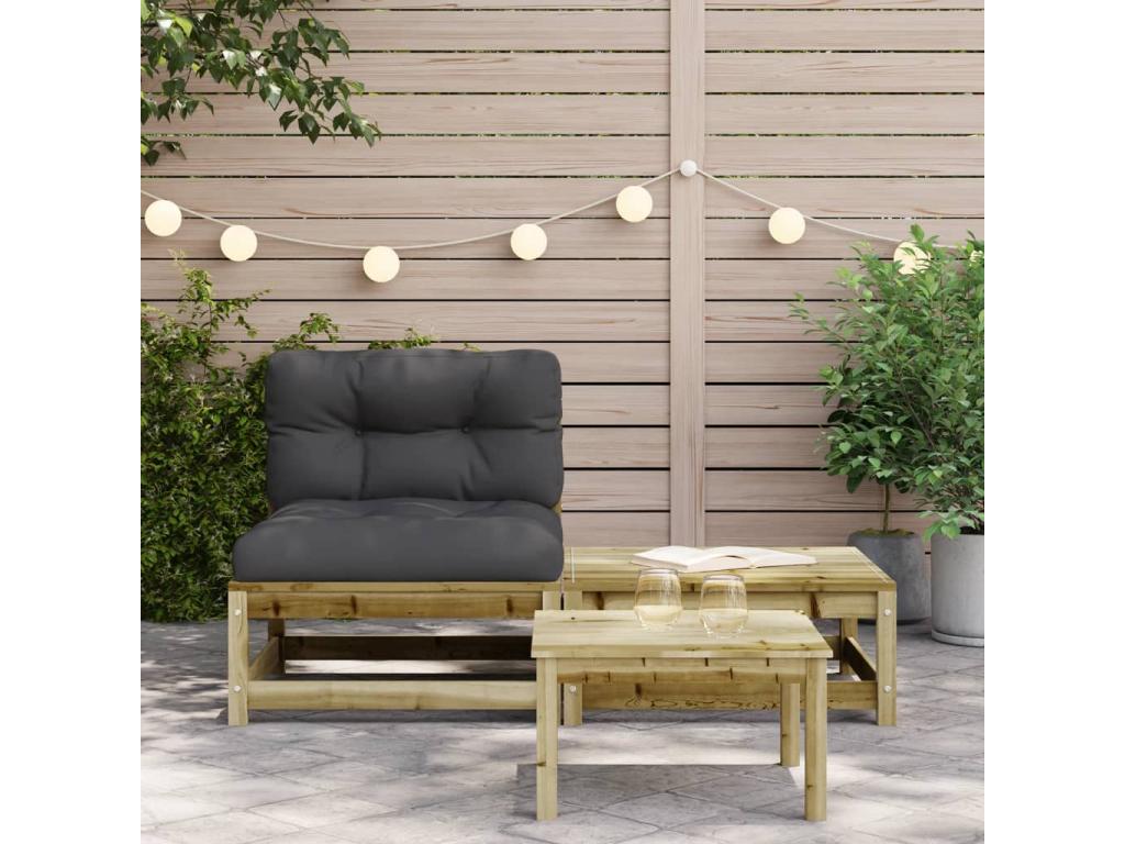 Canap¨¦ de jardin sans accoudoirs avec coussins et repose-pieds RWHR78768