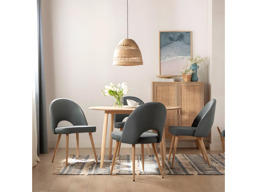 Chaise de salle ¨¤ manger en tissu bleu 49x85 cm-Chezlova IWPJ53345