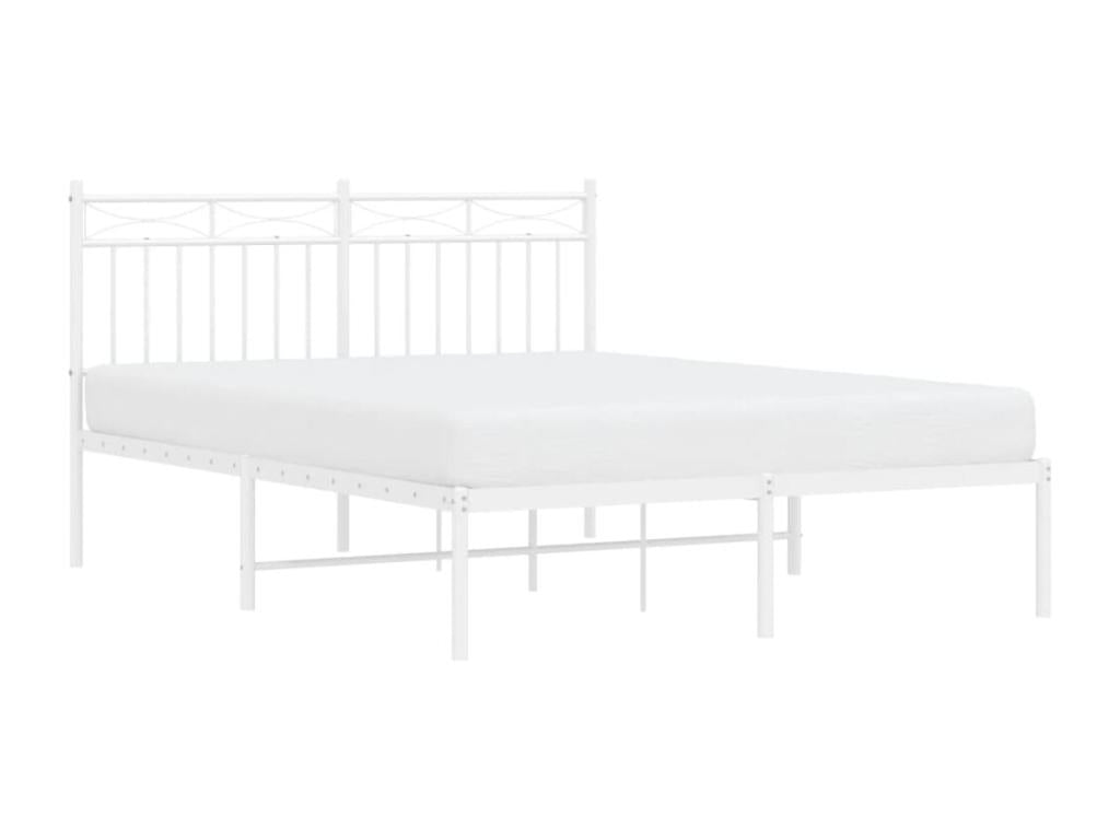 Cadre de lit métal sans matelas et tête de lit blanc 140x190 cm THAQ87038