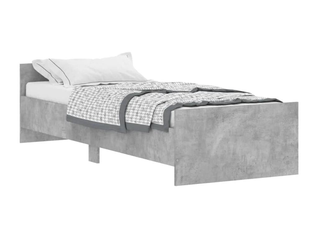 Cadre de lit gris b¨¦ton 75x190 petit simple bois d'ing¨¦nierie KYLO07203