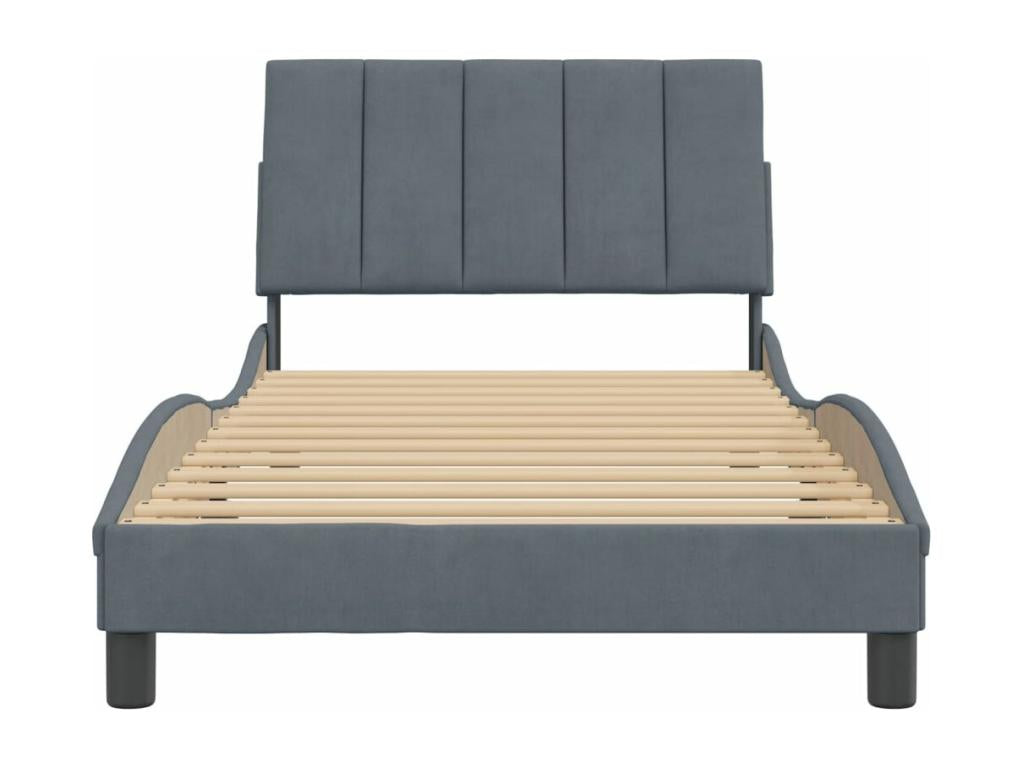 Cadre de lit sans matelas gris fonc¨¦ 100x200 cm velours DPBG59366