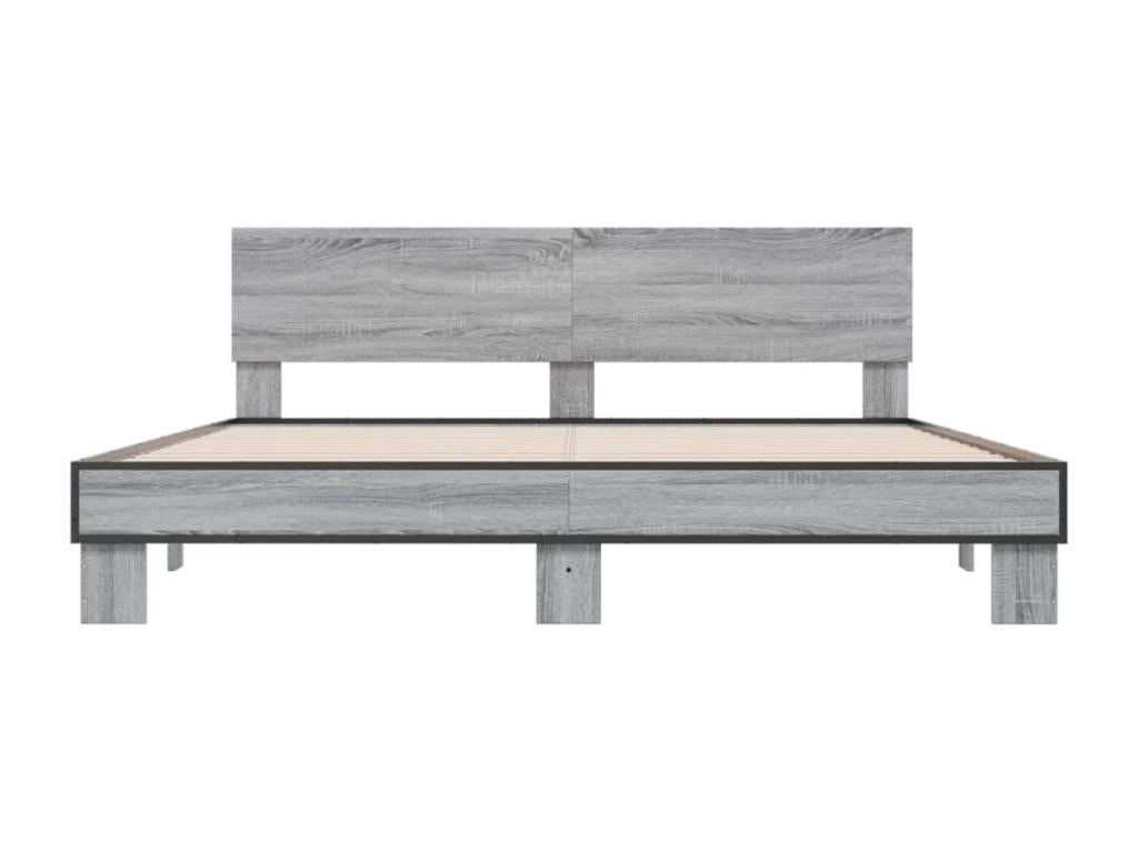 Cadre de lit Artigeo gris 180x200 cm bois d'ing¨¦nierie et m¨¦tal XXFR19541