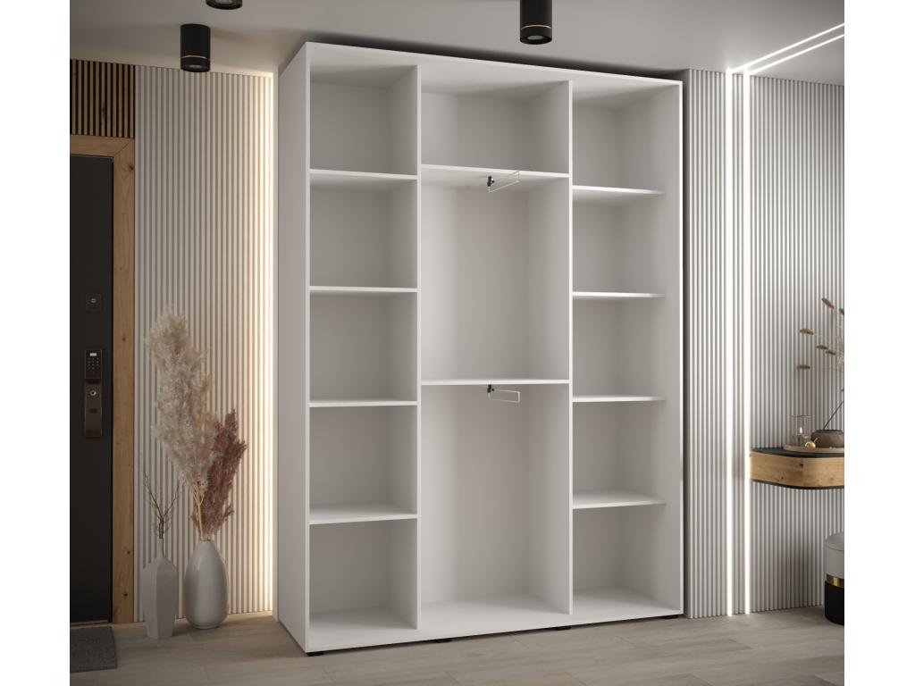 ARMOIRE Chezlova 5 ¨¤ PORTES COULISSANTES 235.2/180/45 3 portes Blanc/Chezlova/Noir OIYG30609
