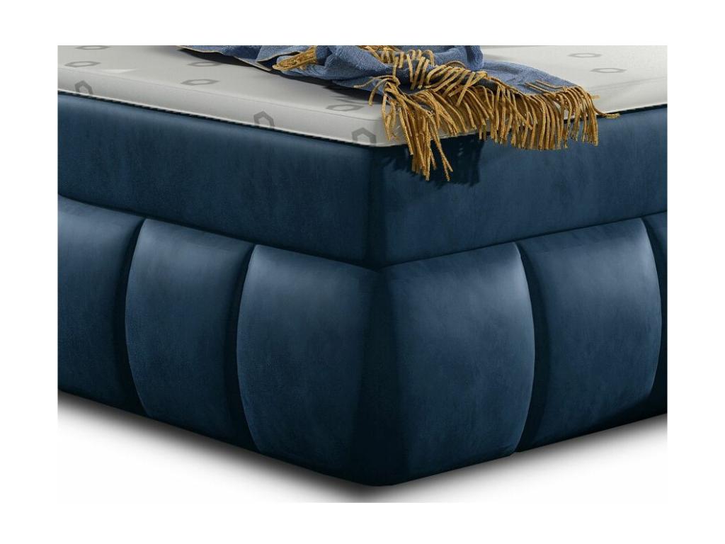 Lit continental matelass¨¦ velours bleu Chezlova-140x200 AYEE56553