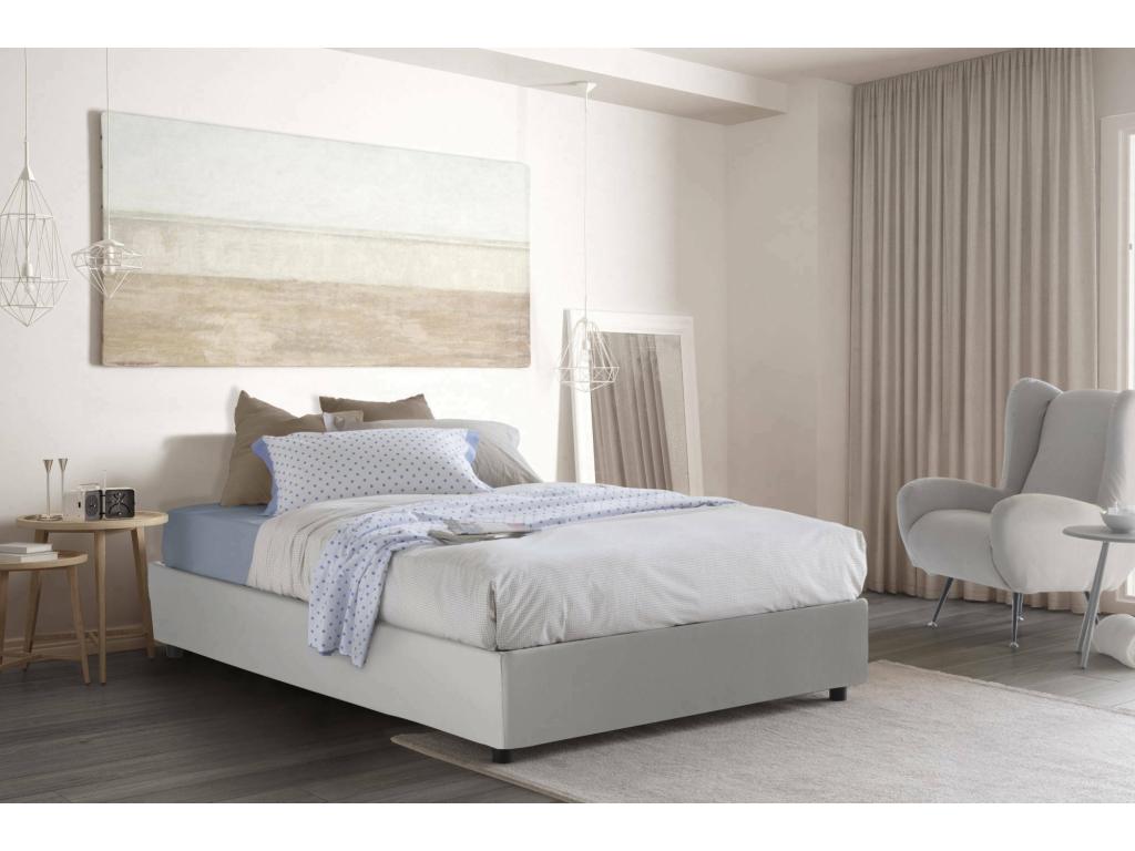 Lit double Decohaute Lit coffre avec rev¨ºtement en ¨¦co-cuir Made in Italy Ouverture frontale avec matelas 160x200 cm inclus Blanc GSNQ82586