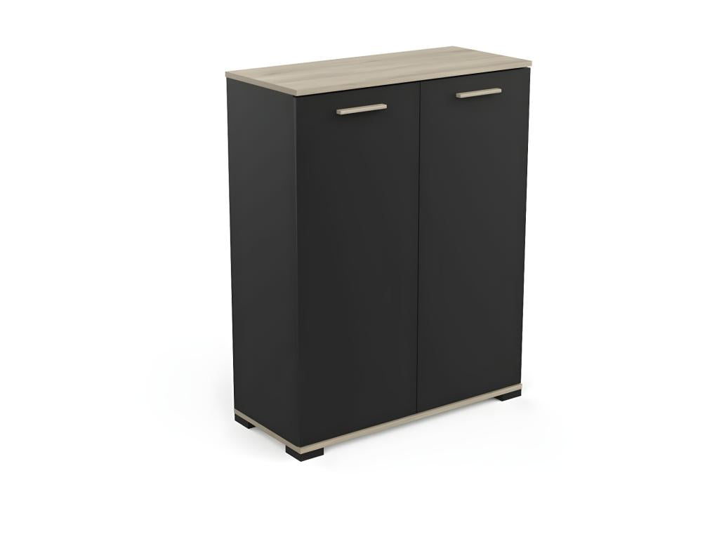 Buffet 2 portes Noir mat/Chêne clair - Chezlova - L 80 xl 35 x H 101 cm LUJH58344