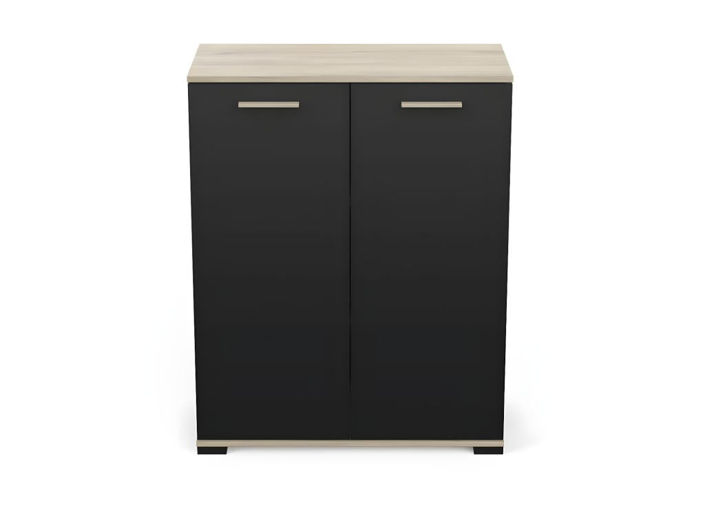 Buffet 2 portes Noir mat/Chêne clair - Chezlova - L 80 xl 35 x H 101 cm LUJH58344