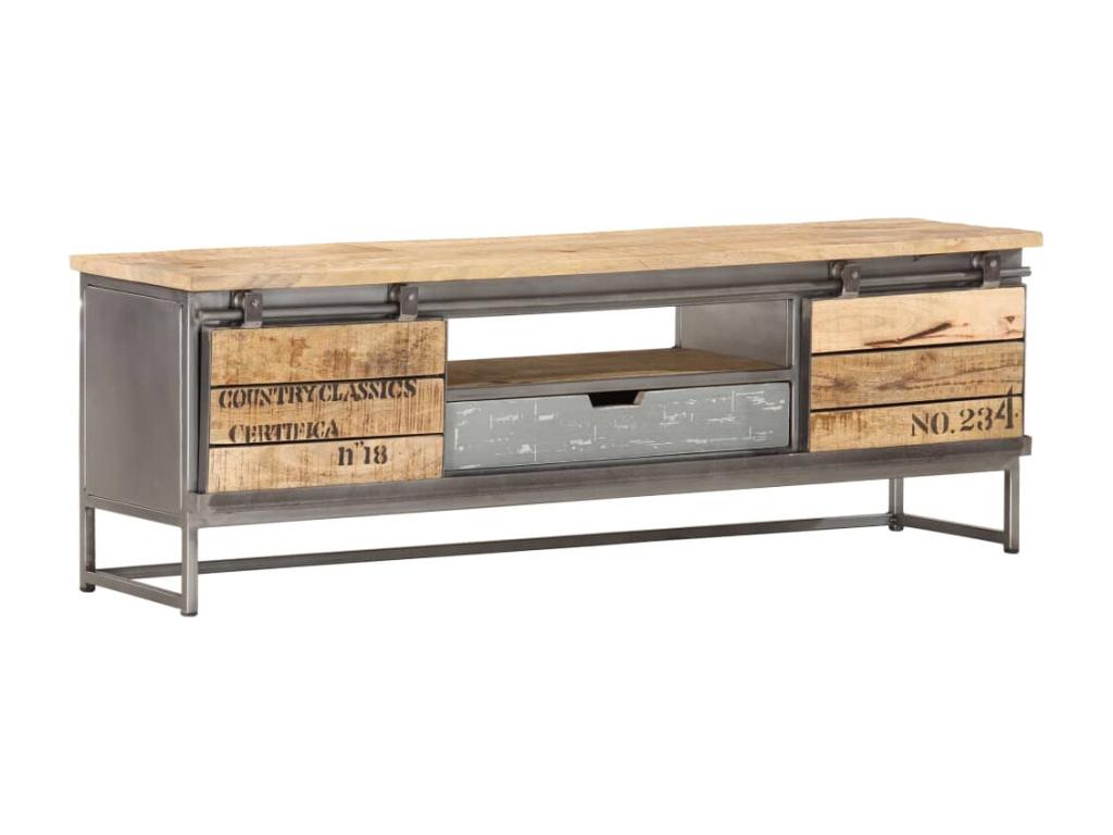 Meuble TV 120x30x40 cm Bois massif de manguier CDUR24974