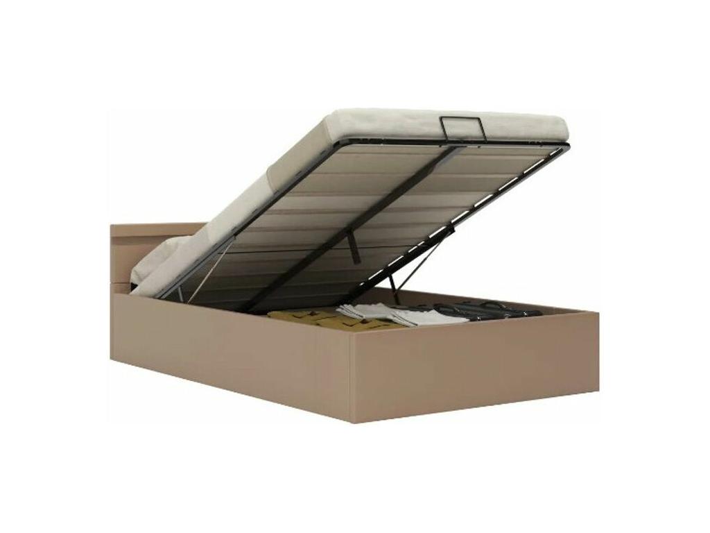 Lit coffre ¨¤ LED simili cuir beige Chezlova 140x200 XADA81949