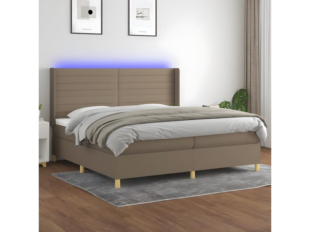 Sommier ¨¤ Artigeo de lit matelas et LED Artigeo 200x200 cm Tissu RMMY01069