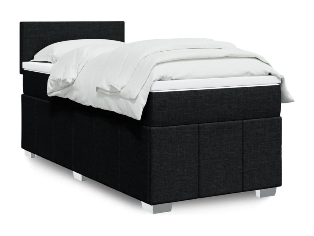 Sommier ¨¤ Chezlova de lit et matelas Noir 80x200 cm Tissu SHFY81246