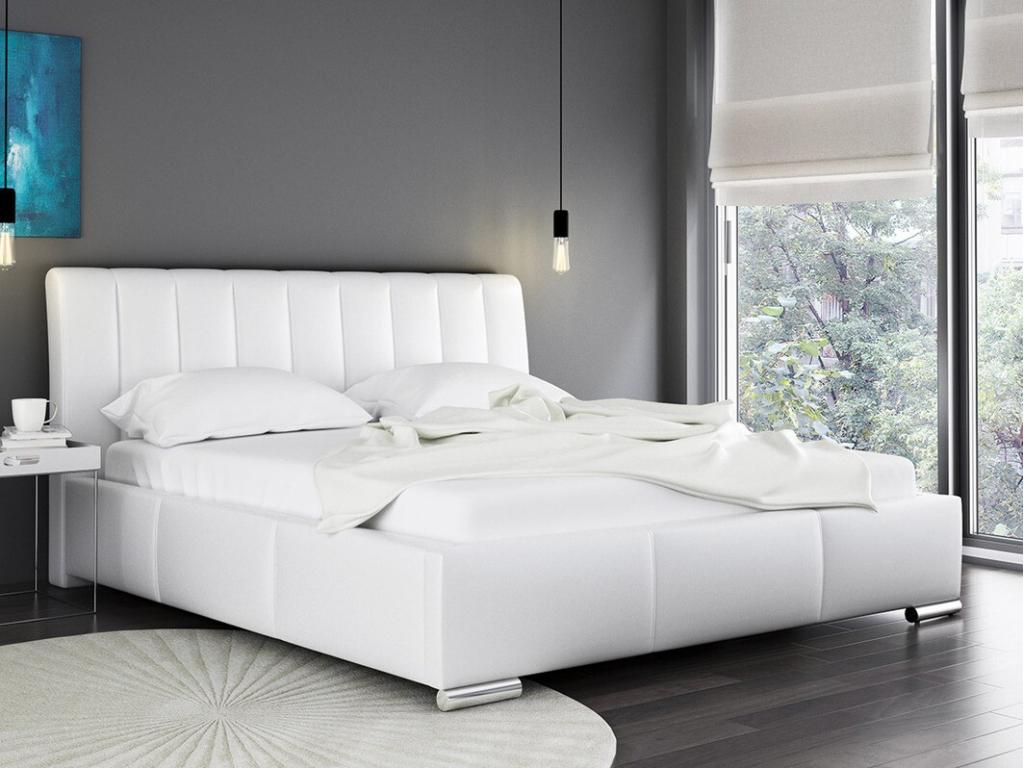 Lit Chezlova 109 Double Blanc 180x200 Faux cuir Sommier ¨¤ Chezlova 200x227x103cm HSKG15110