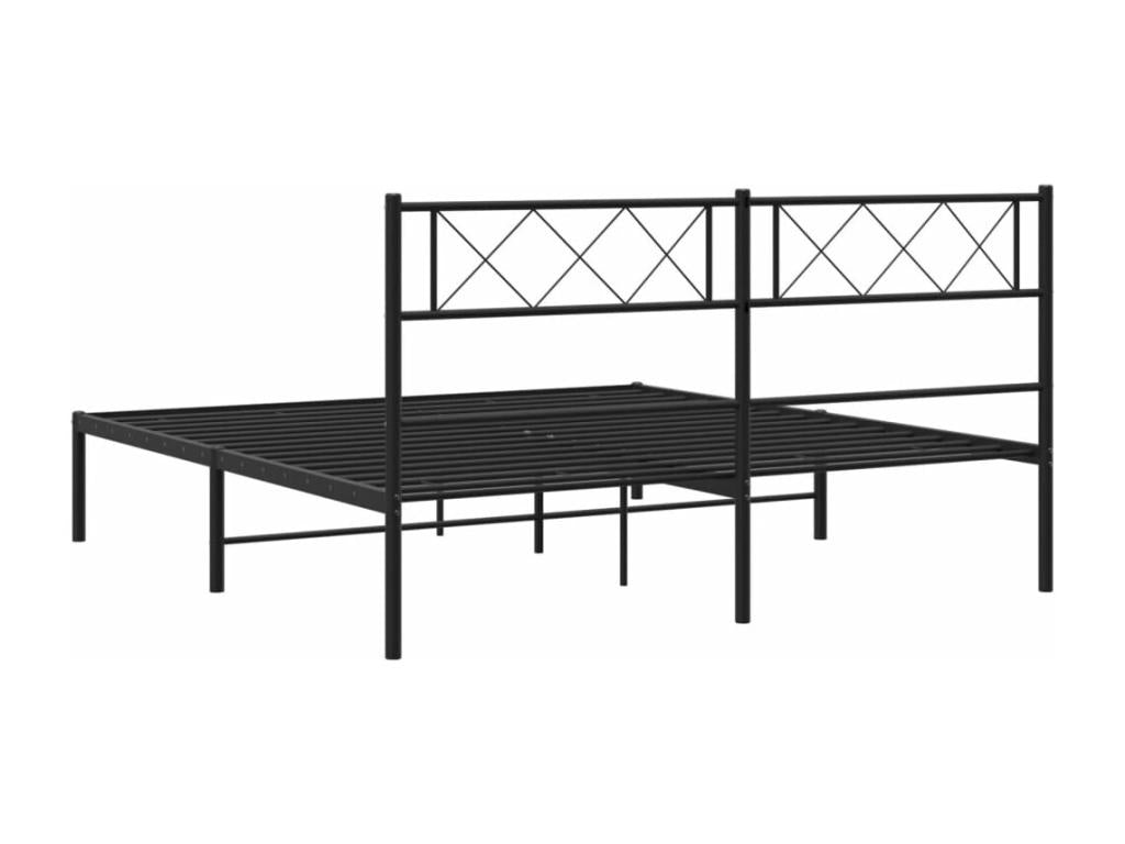 Cadre de lit métal avec tête de lit noir 120x190 JBBK49827