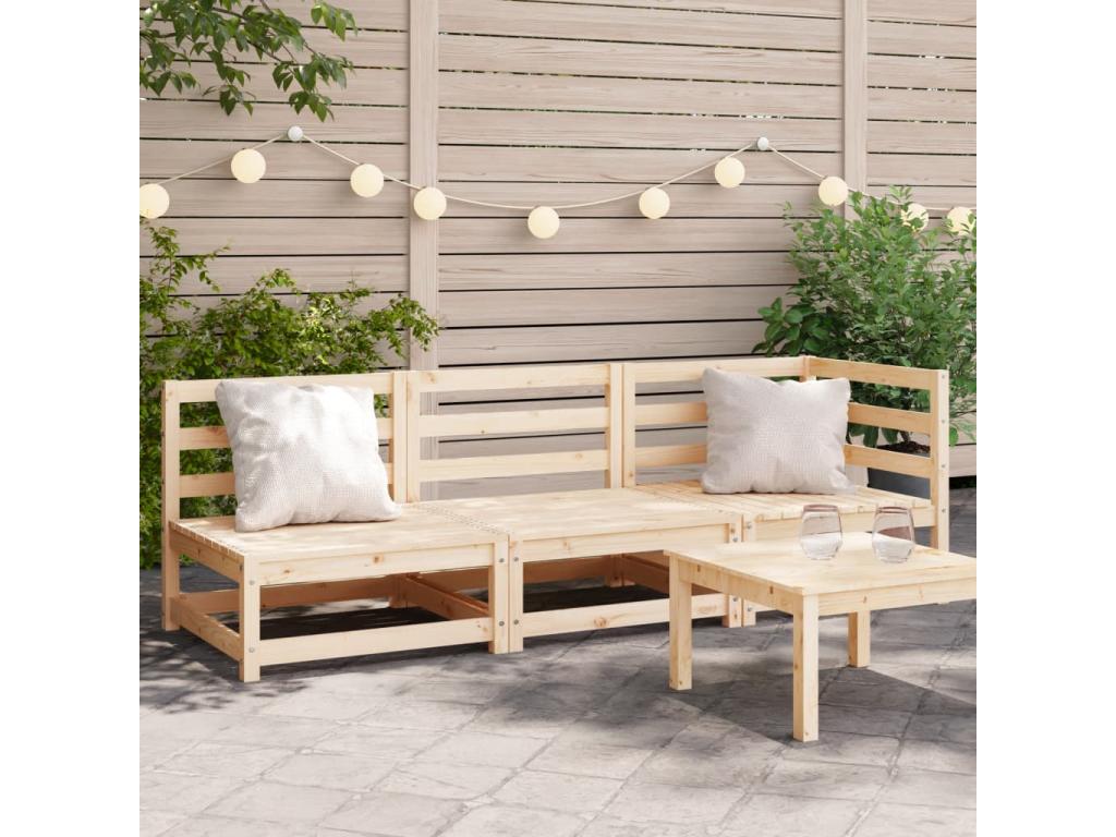 Canapé¨¦ de jardin 3 places bois de pin massif EHQL79193